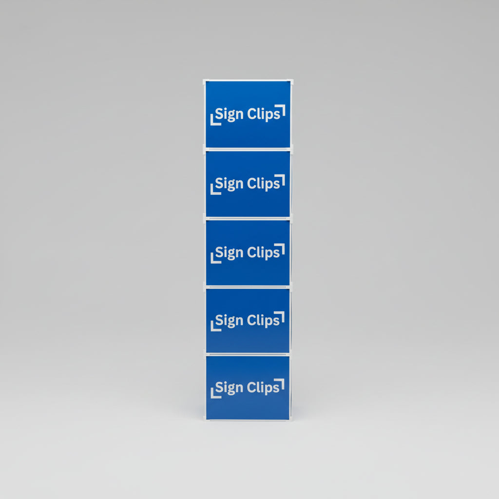 Sign Clip Display Floor Tower with White Clips